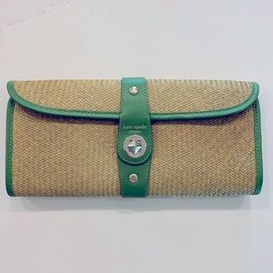Kate spade green rattan clutch